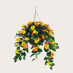 Artificial Hanging Basket Flower Arrangement Pansy Large