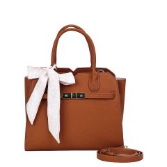 Gessy Tote Handbag with Scarf Brown 2095
