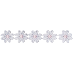 24mm Daisy Design Polyester Guipure - White/Pink