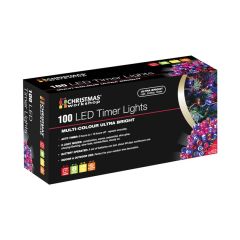 100 LED multi-coloured battery operated timer lights for indoor and outdoor decoration