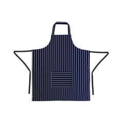 Butchers Bib Apron & Pocket Navy & White Stripe 103-069