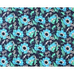 Mindy Florals Field Blooms Polycotton Navy Fabric 1082 – Price by the Metre
