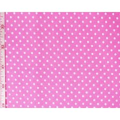 Electric blue fabric with tiny navy, white, and lime dots draped in soft folds.