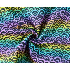 MP Doodle Rainbows Polycotton Black Fabric 1208 – Price by the Metre