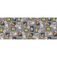 Christmas PVC Oil Cloth Seasons Greetings 1388-03 - Sold by the Metre