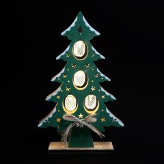 Wooden LED Christmas Tree Ornament - Green