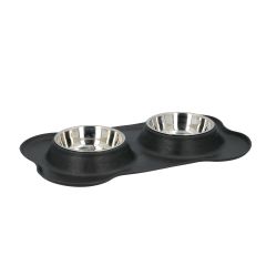 2 Pet Bowls with Silicon Mat