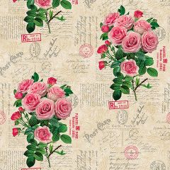 Vintage Pink Roses Oil Cloth Tablecloth - Price by the Metre