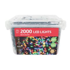 2000 LED coloured Christmas lights with timer on green cable 99.95m length