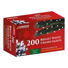 Bright white 13.9m 200 LED chaser lights with 8 modes