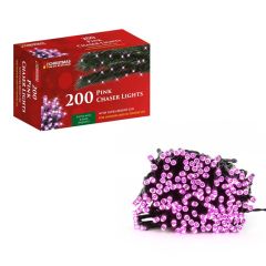 200 LED pink chaser lights 13.9m outdoor indoor use