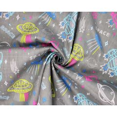 Space Jam Grey Polycotton Fabric - Price by the Metre (20237)