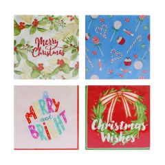 20 Pack of Christmas Napkins Assorted (33x33cm):