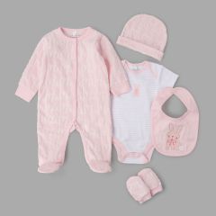 100% Cotton Jacquard Bunny Set Pink at Guineys Ireland