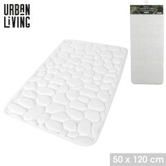 Pebble Memory Foam Bath Mat White 50x120cm - Online Offer Only