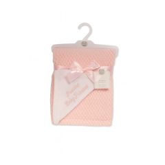 2 layer waffle baby blanket pink precious motif soft polyester