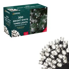 300 LED white battery operated timer lights for indoor and outdoor decoration