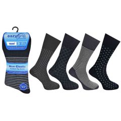 Mens Eazy Grip Non Elastic Socks Black Mix