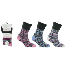 Women’s stripe mix organic cotton socks in assorted designs