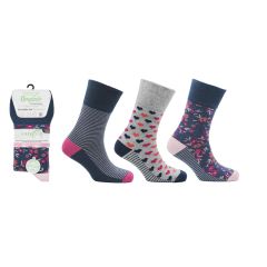 Women's Floral Mix Organic Cotton 3 Pack Socks