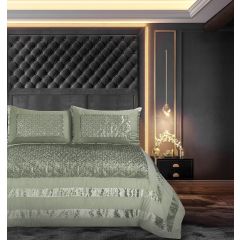 Sephora Sage Velvet Foil Patern Bedspread