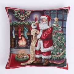 Tapestry Santa's List Christmas Cushion Cover 