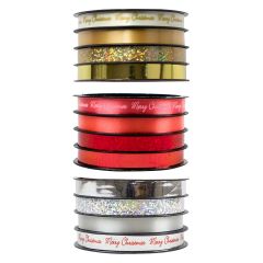 Metallic Christmas Ribbon 1cm x 5m - 4 Pack