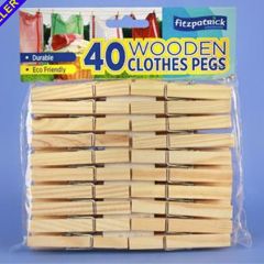 40 Pack wooden Clothes Pegs