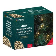 400 LED warm white battery operated timer lights for indoor and outdoor decoration