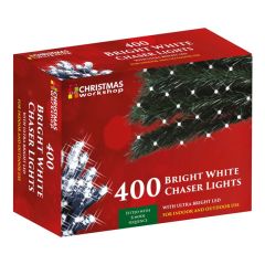Bright white 27.93m 400 LED chaser lights with 8 modes