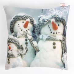 Snowman Friends Printed Christmas Cushion Cover