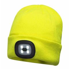 Kingavon USB Rechargeable LED Headlight Beanie Hat – Hi-Vis Yellow