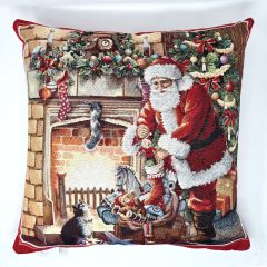 Tapestry Santa Gifts Christmas Cushion Cover 