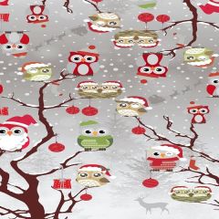 Christmas Owls PVC Oil Cloth Tablecloth 434 - Price by the Metre 