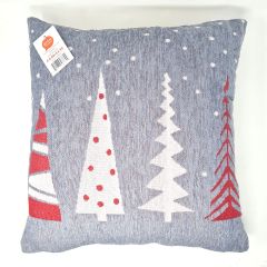 Christmas Trees Silver Cushion Cover