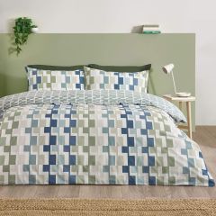 Catherine Lansfield Bryson Geo reversible double duvet cover set with geometric pattern