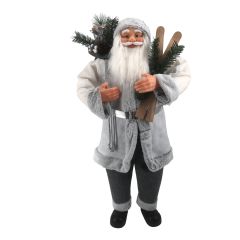 Standing Santa Claus Silver Christmas Decoration 110cm