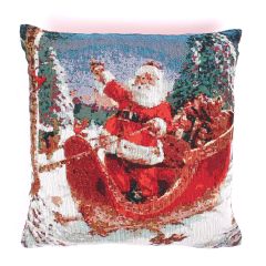 Santa Sleigh Tapestry Christmas Cushion Cover