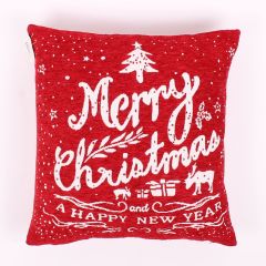 Merry Christmas Chenille Christmas Cushion Cover