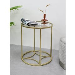 Metal Side Table with Tempered Glass