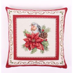 Robin Tapestry Christmas Cushion Cover