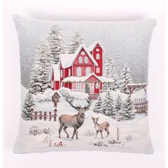 Deer Home Tapestry Christmas Cushion Cover