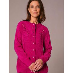 Women's Knitted Buttoned Cardigan Pink