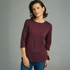 Women's Knitted 3/4 Sleeve Plum Top