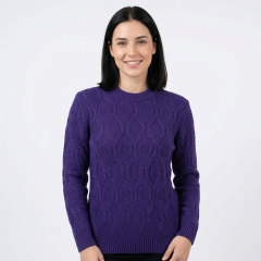model wearing the Women's Cable Knit Twist Cardigan Purple