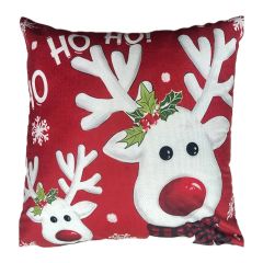 Showing the Ho Ho Ho Deer Christmas Printed Cushion Cover