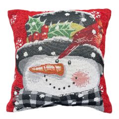 showing the Snowman Chenille Christmas Cushion Cover