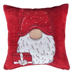 Showing the Gonk Present Chenille Christmas Cushion Cover