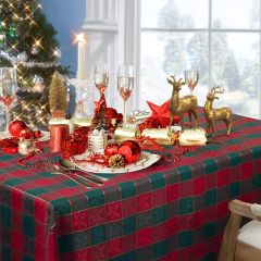 Showing the Holly Jacquard Christmas Table Cloth