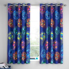Catherine Lansfield bright football curtains 66x72 inch with sporty design for kids bedroom